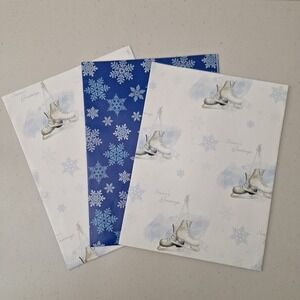 Vintage Christmas Wrapping Paper 1990s USA Olympics Holiday Ice Skater Snowflake